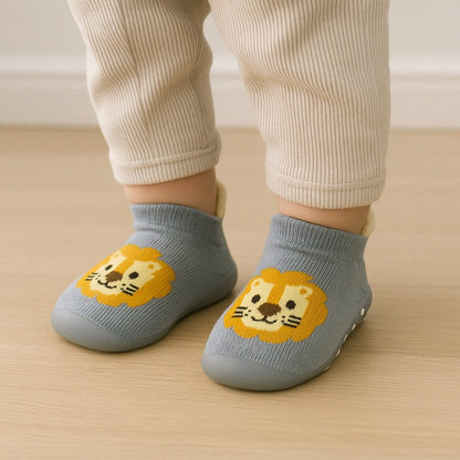 Chaussons Chaussettes Bébé – Motif Lion | Antidérapants & Douillets